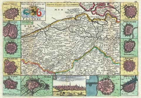 1747 La Feuille Map of Flanders ( Holland and Belgium)