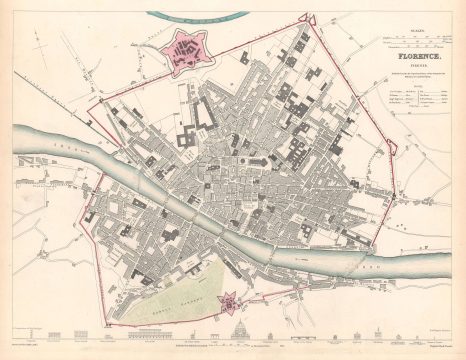 1835 S.D.U.K. City Map or Plan of Florence (Firenze), Italy