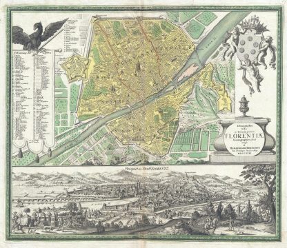 1731 Homann Heirs City Map or Plan of Florence, Italy