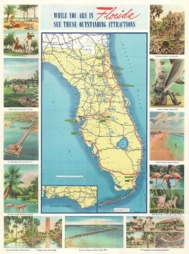 1941 American Automobile Association Pictorial Road Map of Florida