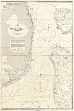 1953 British Admiralty Nautical Chart or Map of Florida