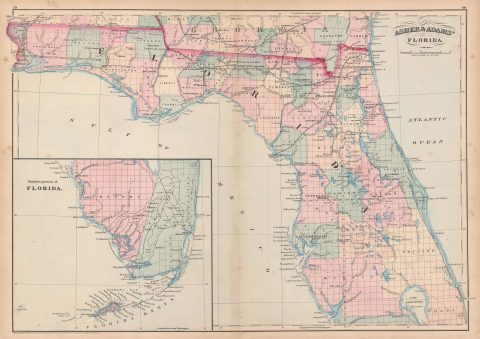 1872 Asher and Adams Map of Florida