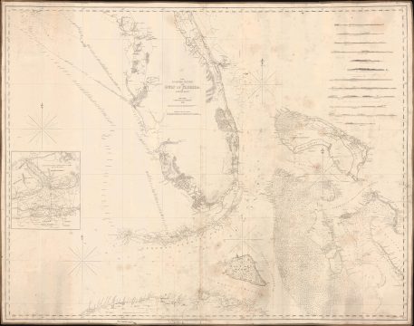 1848 Edmond Blunt Nautical Chart or Map of Florida and the Bahama Banks