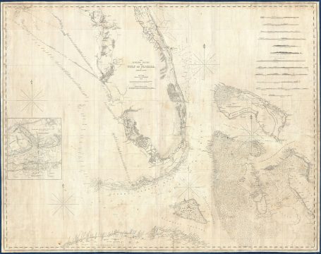 1848 Edmond Blunt Nautical Chart or Map of Florida and the Bahama Banks
