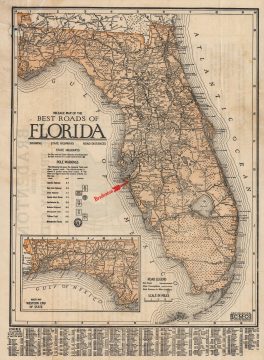 1922 Clason Map of Florida promoting Bradenton