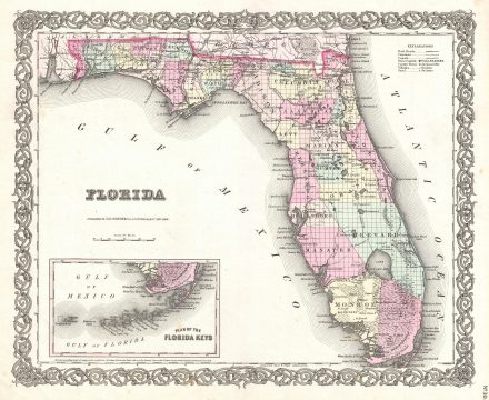 1855 Colton Map of Florida