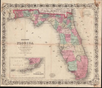1869 Colton / Dewey Map of Florida
