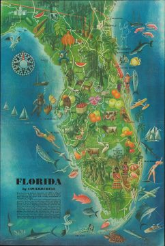 1946 Covarrubias Pictorial Tourist Map of Florida