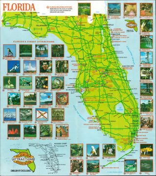 1975 Florida Attractions Association Tourist Map of Florida