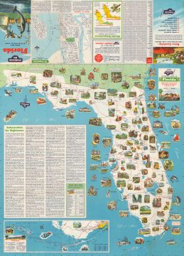 1953 General Drafting Pictorial Tourist Map of Florida