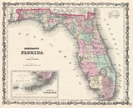 1861 Johnson Map of Florida
