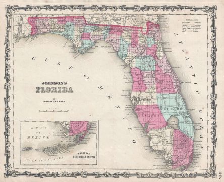 1862 Johnson and Ward Map of Florida