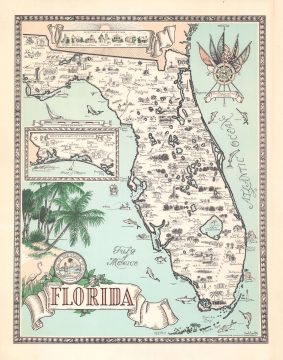 1953 Karl Smith Pictorial Map of Florida