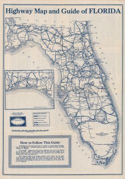 1925 Mid-West Map Company Tourist Road Map of Florida