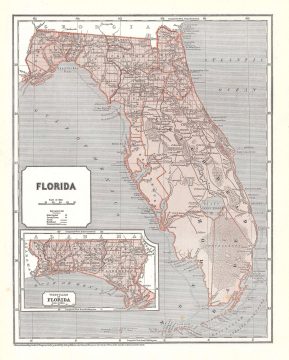 1845 Morse and Breese Map of Florida