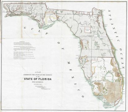 1851 Putnam Public Survey Map of Florida