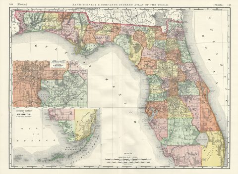 1892 Rand McNally Map of Florida