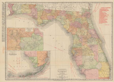 1912 Rand McNally Map of Florida