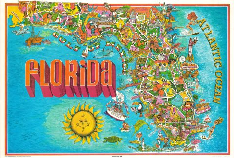 1971 Howard Weinstock Pictorial Map of Florida