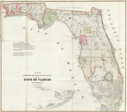 1854 Surveyor General Wescott Map of Florida