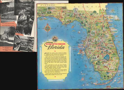 1943 Nathan Mayo / George Way 'After Victory' WWII Promotional Map of Florida