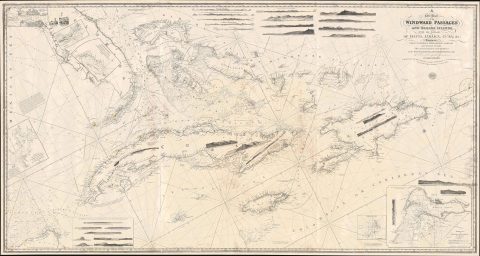 1848 Purdy / Laurie Blueback Nautical Chart of Florida, Bahamas, West Indies