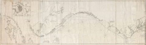 1861 Blunt Blueback Nautical Chart or Map of Florida, Carolina, Virginia, and Cuba