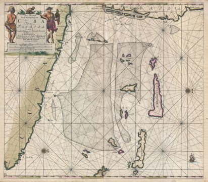 1687 Van Keulen Map of Florida, Cuba, and the Bahamas