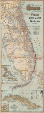 1912 Florida East Coast Railway Railroad Map of Florida