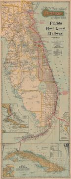 1914 Florida East Coast Railway Railroad Map of Florida
