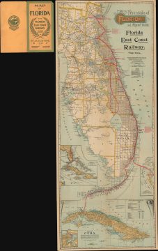 1914 Florida East Coast Railway Railroad Map of Florida