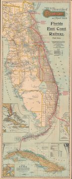 1914 Florida East Coast Railway Railroad Map of Florida