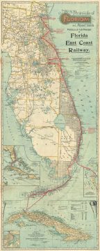 1915 Florida East Coast Railway Railroad Map of Florida