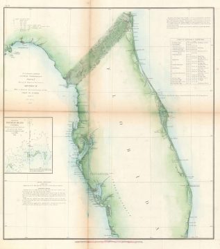 1857 U.S. Coast Survey Chart or Map of Florida and the Tortugas Islands