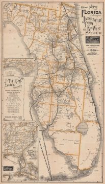 1889 Matthews Northrup Railroad Map of Florida