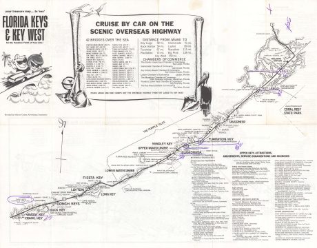 1965 Monroe County Advertising Map of the Florida Keys and Key West