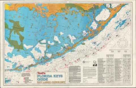 1986 Teall's Guide Nautical Chart of the Florida Keys, Key Largo to Conch Key