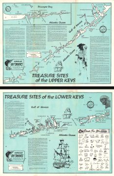 1970s L. Frank Hudson Set of Pictorial Treasure Maps of the Florida Keys