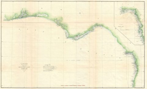 1871 U.S. Coast Survey Map of North Florida Gulf Coast