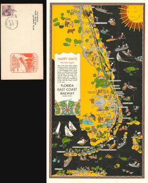 1933 Florida East Coast Railroad Pictorial Map of Florida