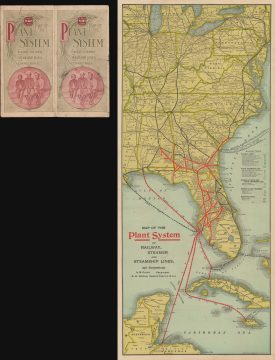 1898 Matthews Northrup Folding Map of the Plant System, Florida and Caribbean