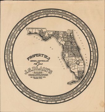 1920 J. S. Blains Real Estate Promotional Map of Florida