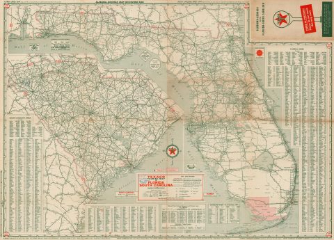 1948 Rand McNally 'Touring Map' of Florida and South Carolina