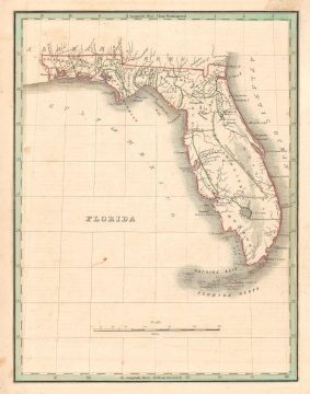 1835 Bradford Map of Florida - w/ ephemeral Seminole Reservation