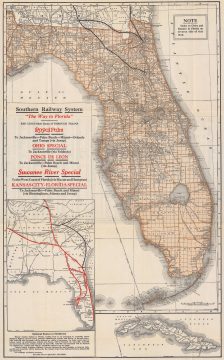 1924 Poole Brothers Map of the Florida Southern Railway System