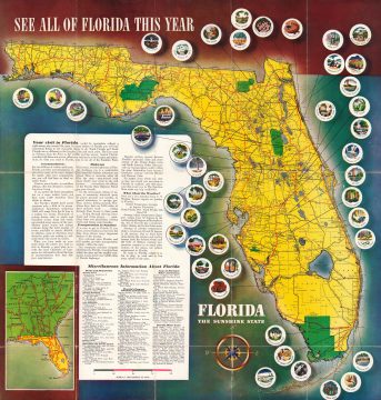 1948 Pictorial Tourist Map of Florida