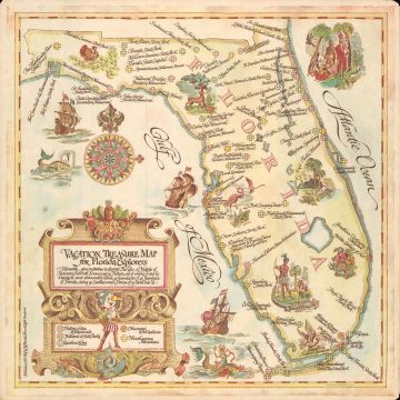 1968 Florida Power and Light Company Pictorial Tourist Map of Florida