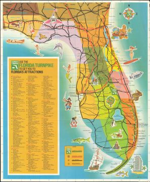 1973 Florida Dept. of Transportation Pictorial Tourist Map of Florida
