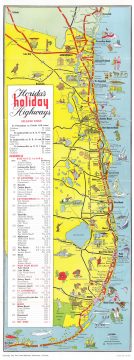1951 East Coast Highways Association of Florida Pictorial Highway Map of Florida
