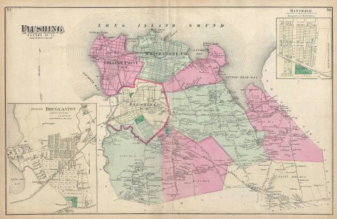 1873 Beers Map of Flushing and College Point, Queens, New York